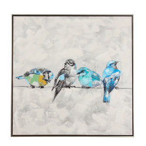 4 COLORFUL BIRDS OIL PAINTING WITH FRAME