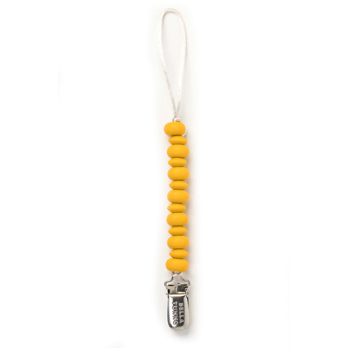 MUSTARD BEADED PACIFIER CLIP