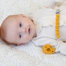 Load image into Gallery viewer, MUSTARD BEADED PACIFIER CLIP