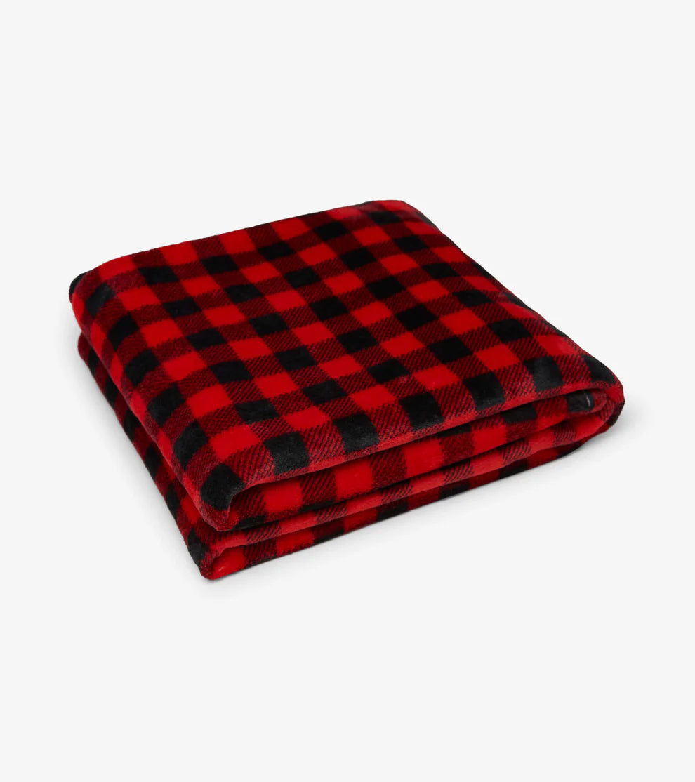 Couverture en molleton – Tartan rouge et noir