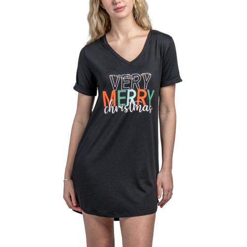 HELLO MELLO HOLIDAY SLEEP SHIRT, VERY MERRY CHRISTMAS