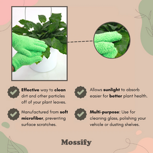 1 paire de gants en microfibre brillants pour feuilles Mossify