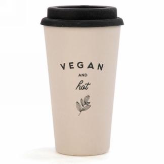Travel mug in bamboo ''Vegan & Hot